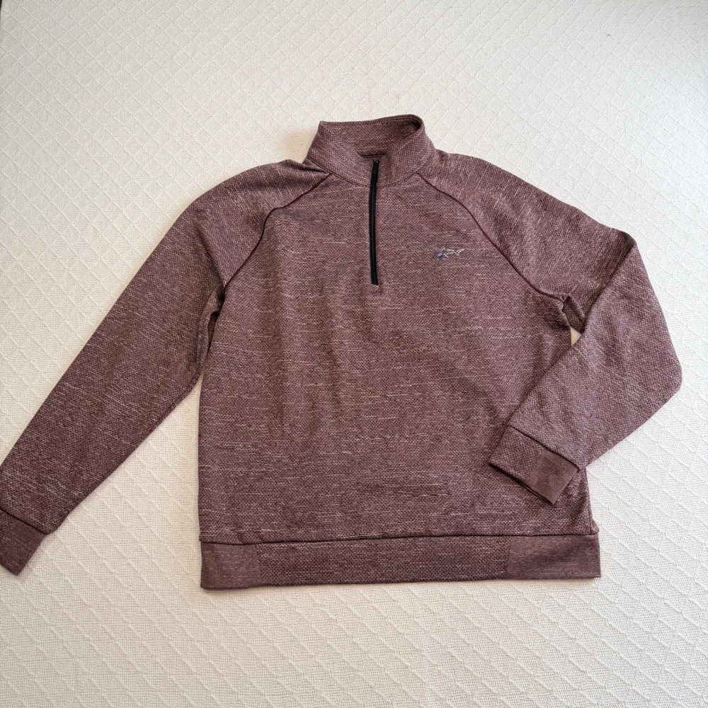 Greg Norman Mens Half Zip Golf Pullover Burgundy Heathered Shark Logo Medium